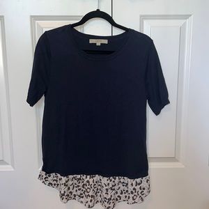 Navy blue and Cheetah top
